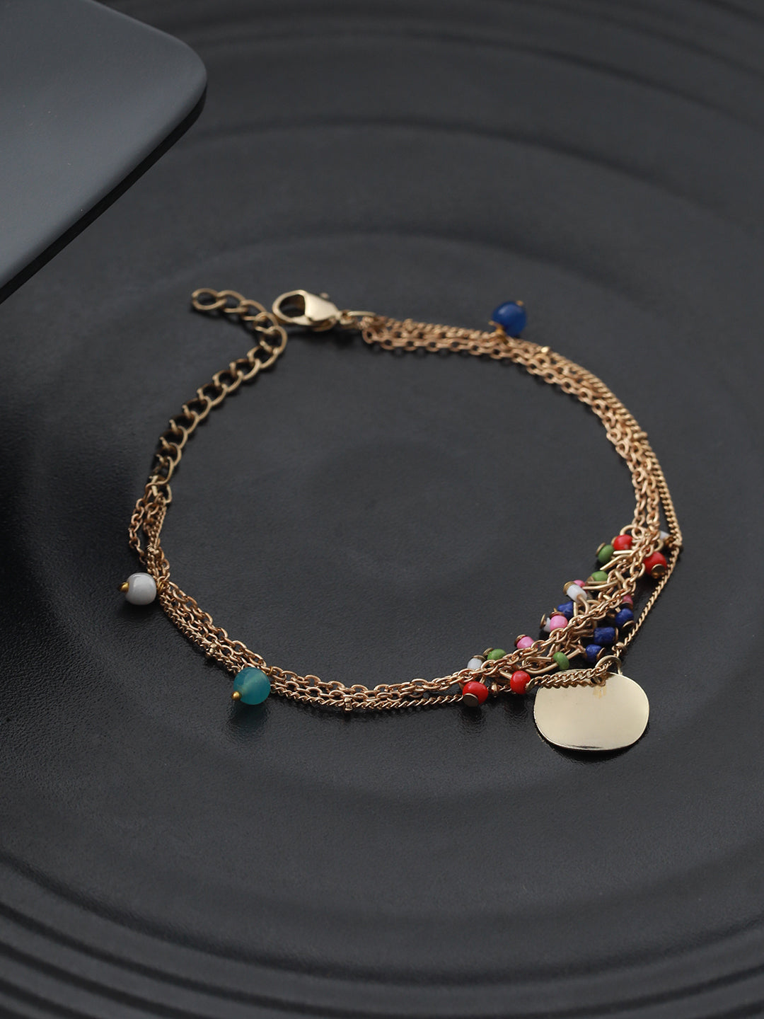 Prita by Multilayer Beaded Link Coin Gold-Plated Bracelet