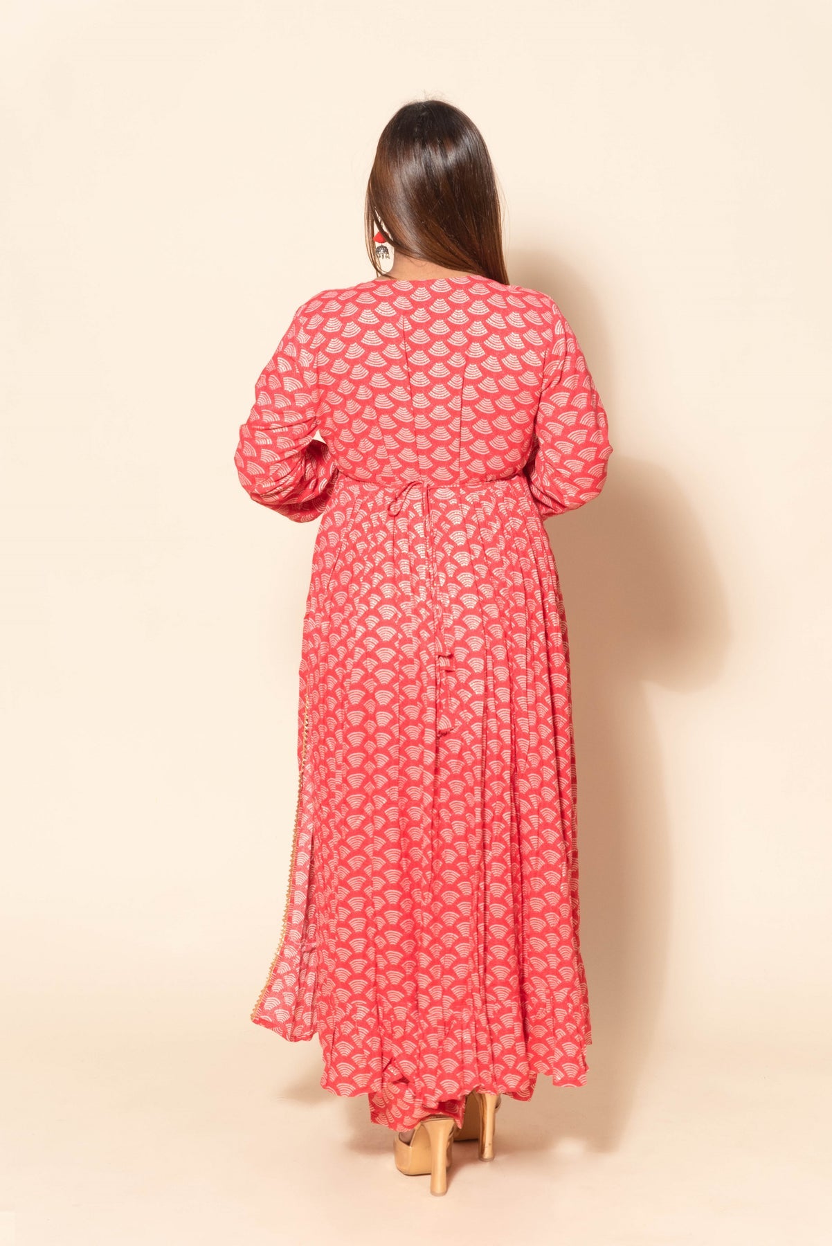 Red Rayon Cotton Suit With Mirror Work and Thread Work - Designer Wear for Women