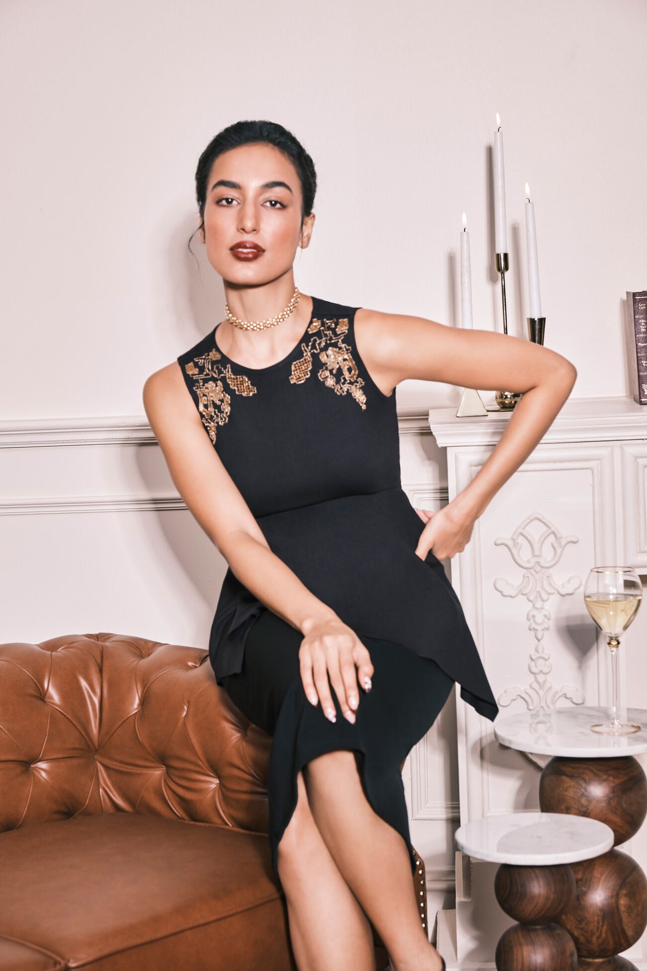 'Gold' Shoulders Peplum Top