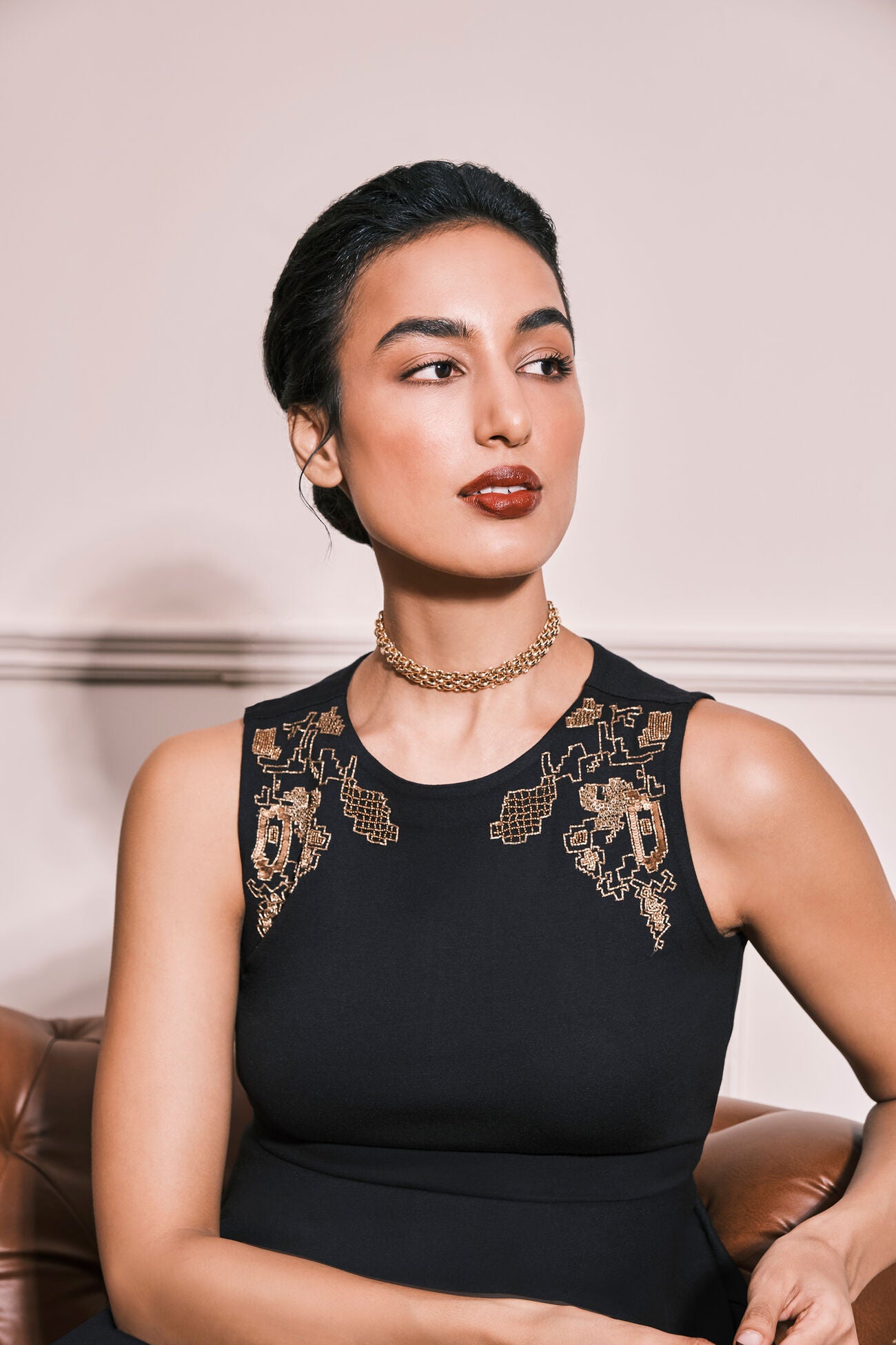 'Gold' Shoulders Peplum Top