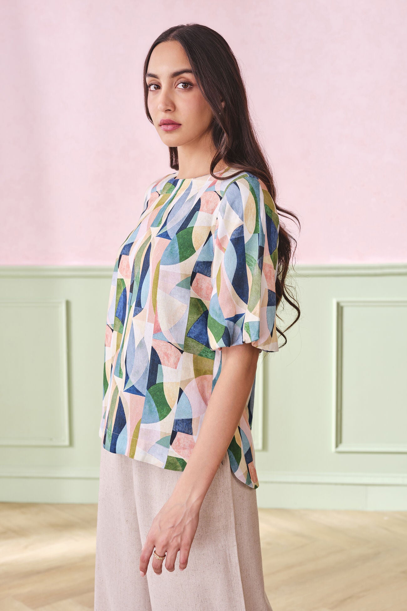 Geo Penchants Viscose Blend Top