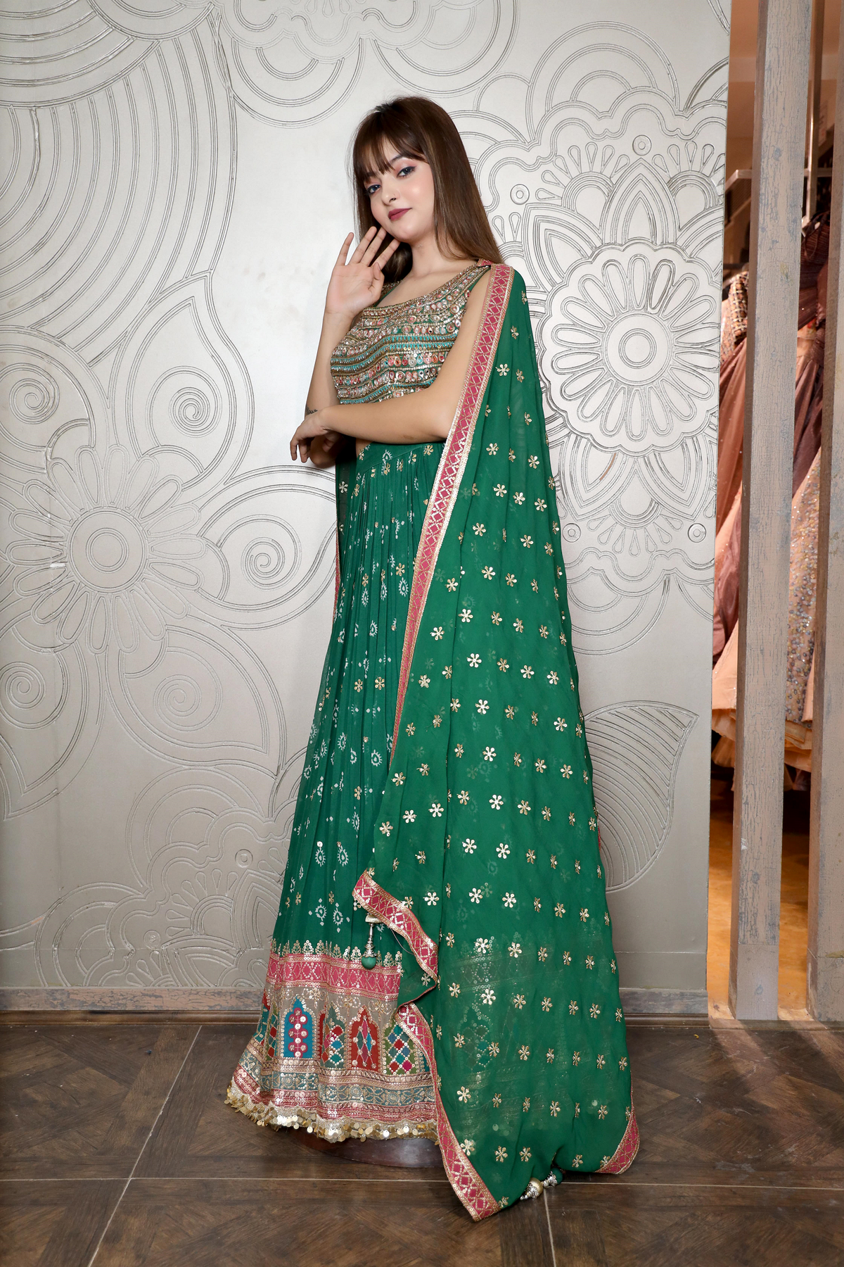 Beautiful Green Floral Lehenga - Perfect for Weddings and Special Occasions