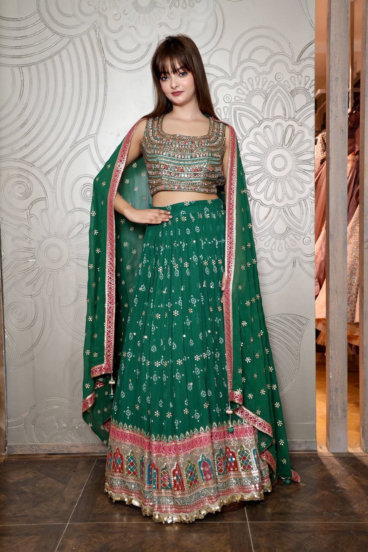 Beautiful Green Floral Lehenga - Perfect for Weddings and Special Occasions