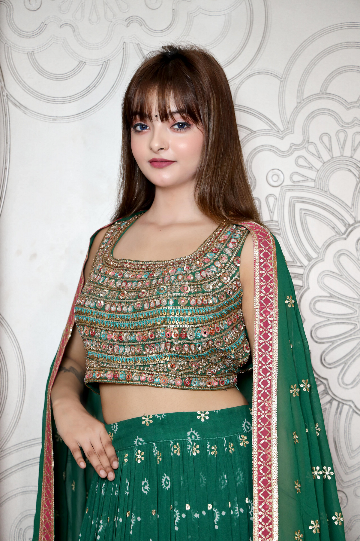 Beautiful Green Floral Lehenga - Perfect for Weddings and Special Occasions