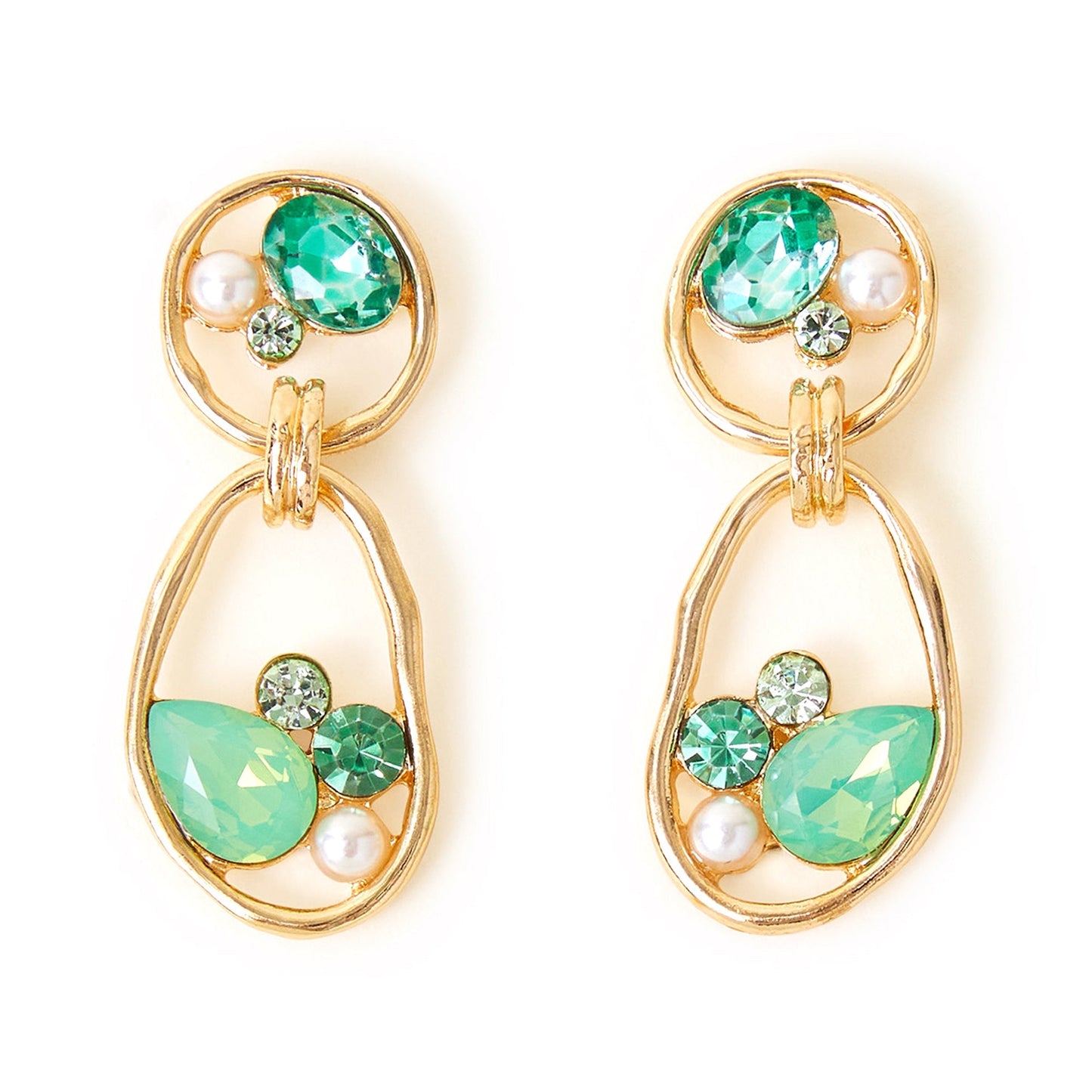 London Women's Green Encircled Gem Drop Earrings