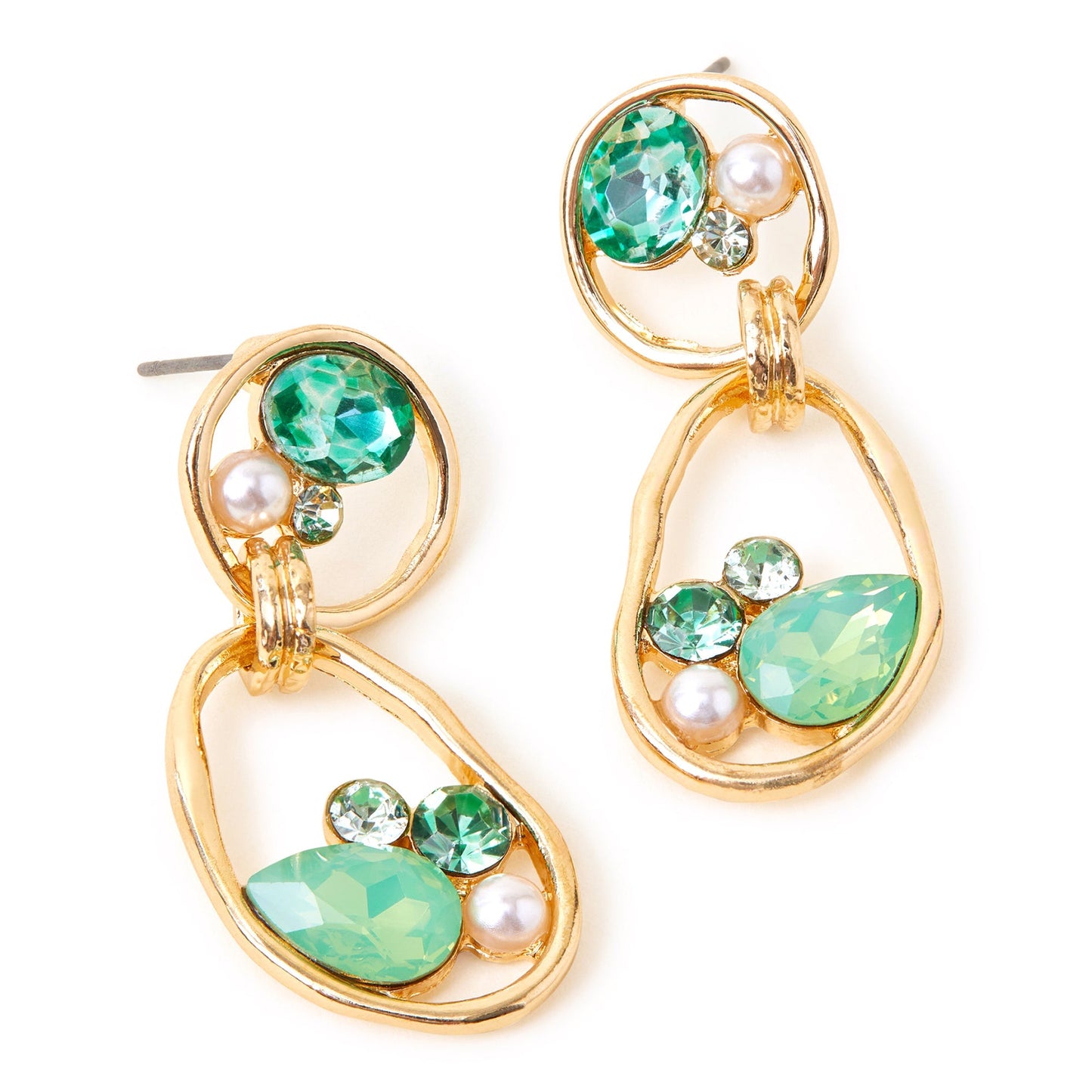 London Women's Green Encircled Gem Drop Earrings