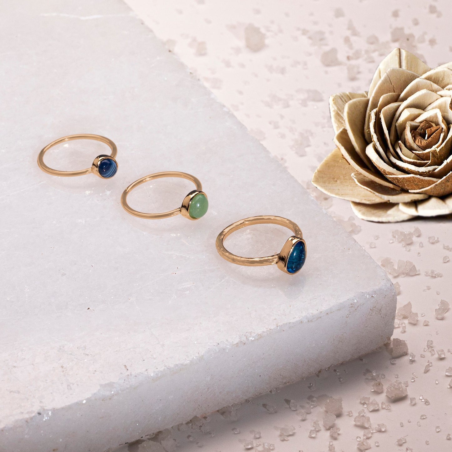 London Women's Gem Stone Rings Set Of Three-Small