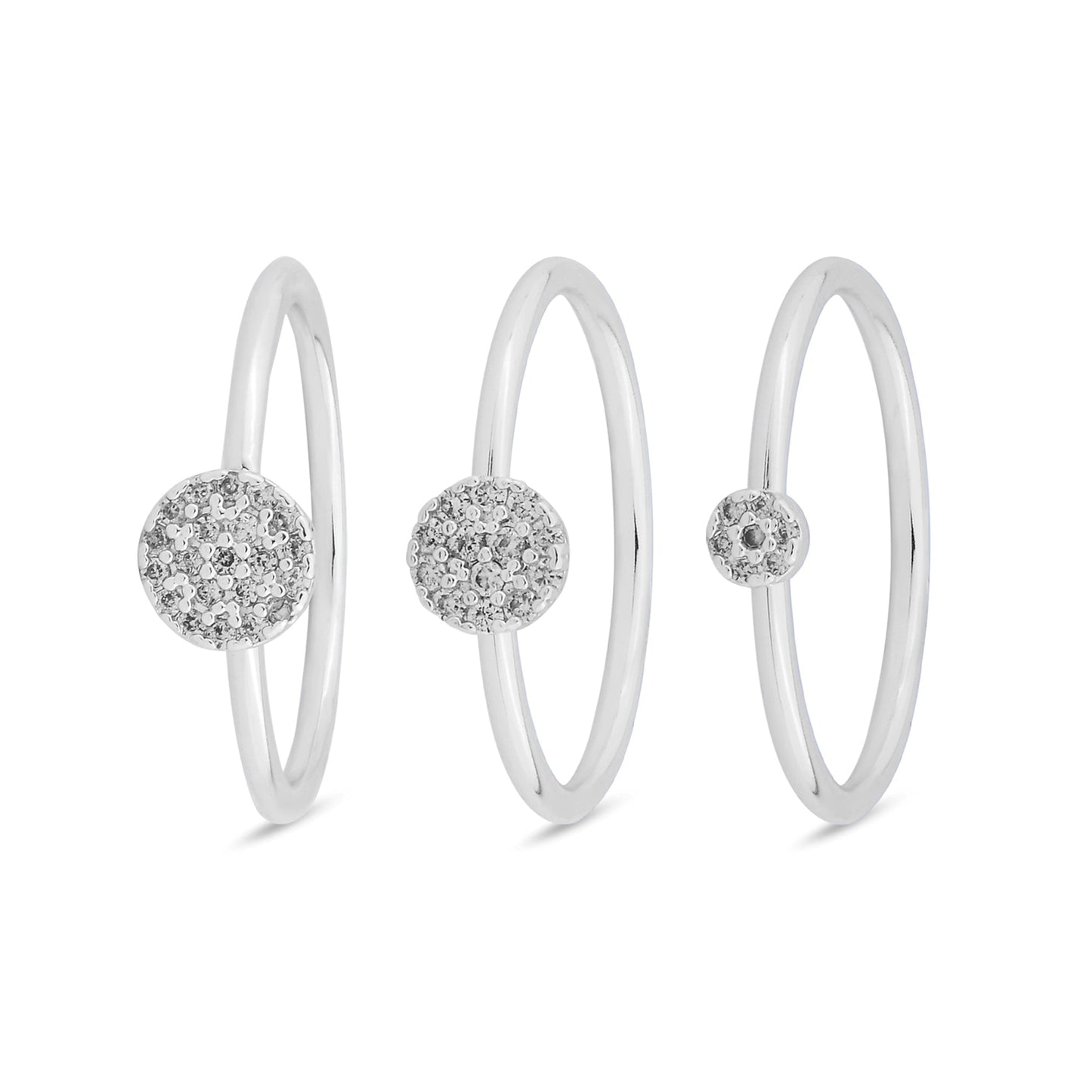 London Women's Silver-Plated Cubic Zirconia Rings Silver Pack Of Three-Medium