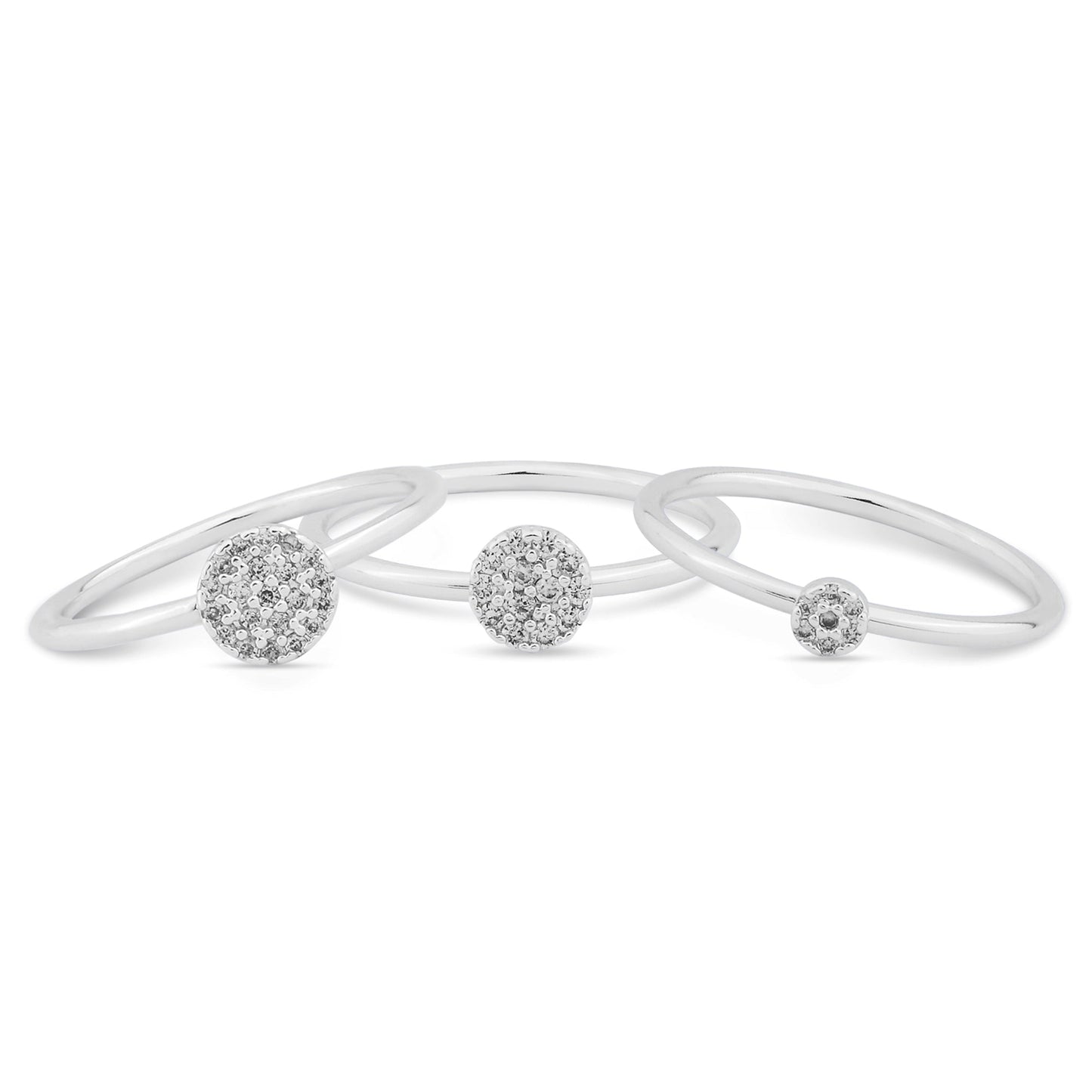 London Women's Silver-Plated Cubic Zirconia Rings Silver Pack Of Three-Medium