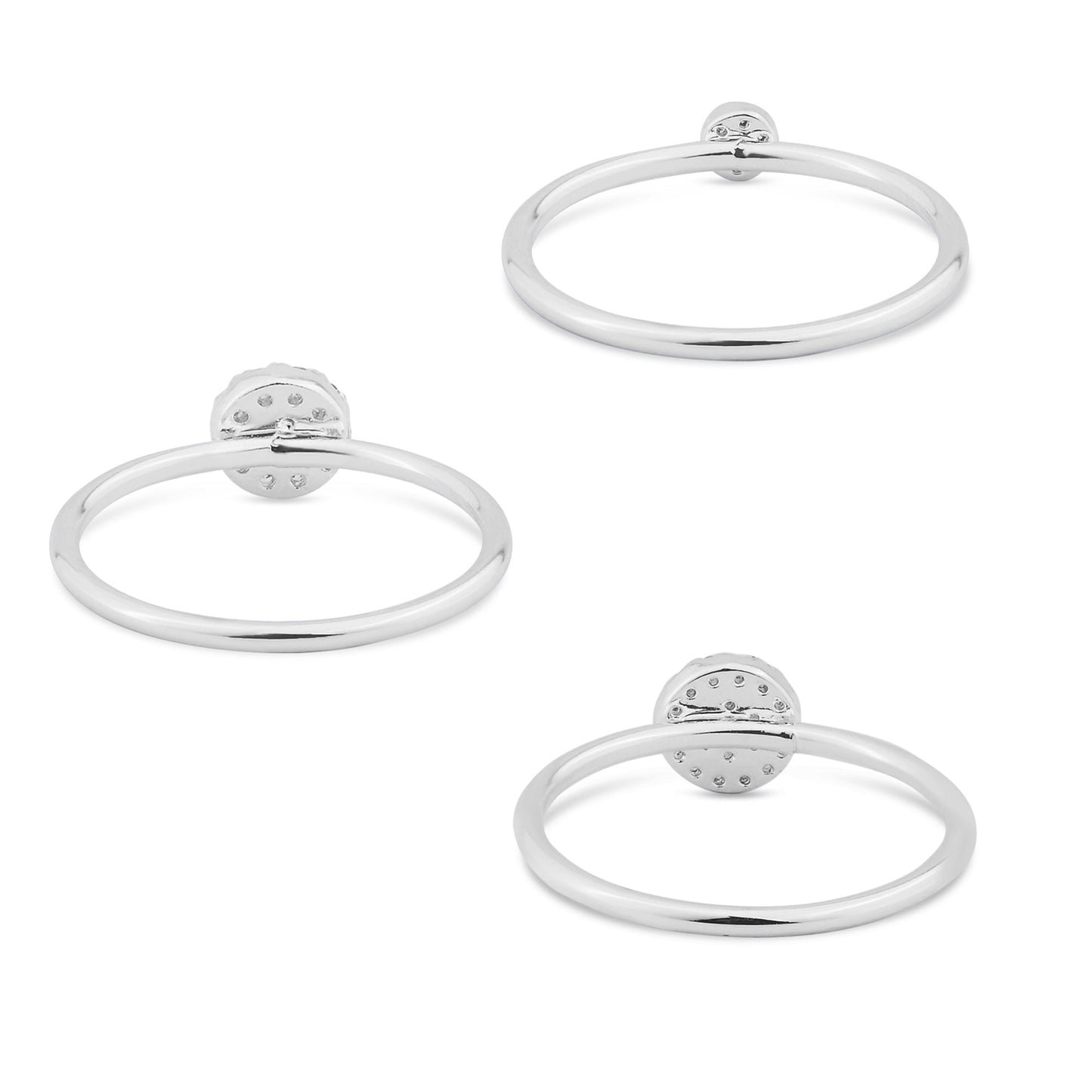 London Women's Silver-Plated Cubic Zirconia Rings Silver Pack Of Three-Medium