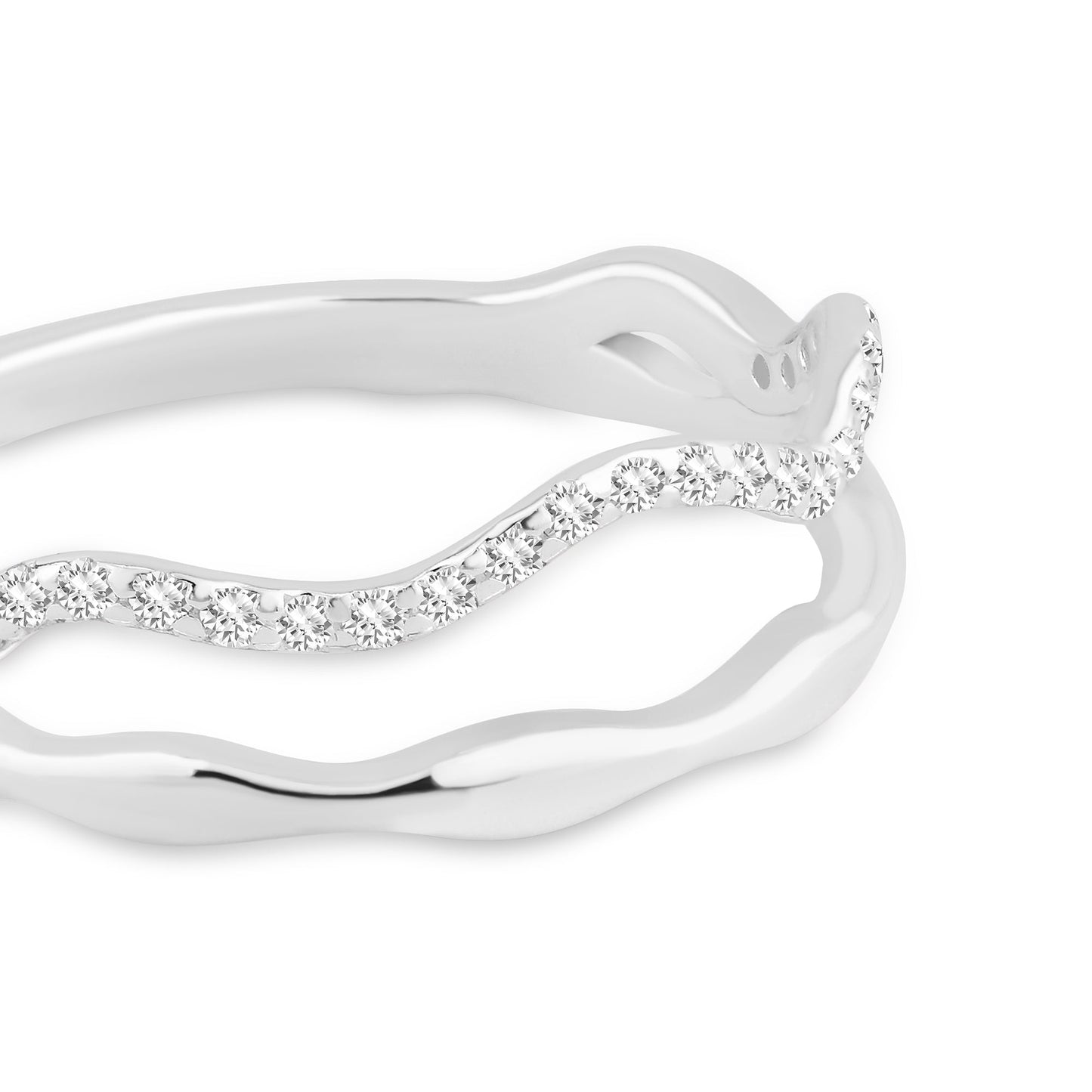 London Women's 925 Sterling Silver Hallmark Cubic Zirconia Sparkle Wiggle Ring