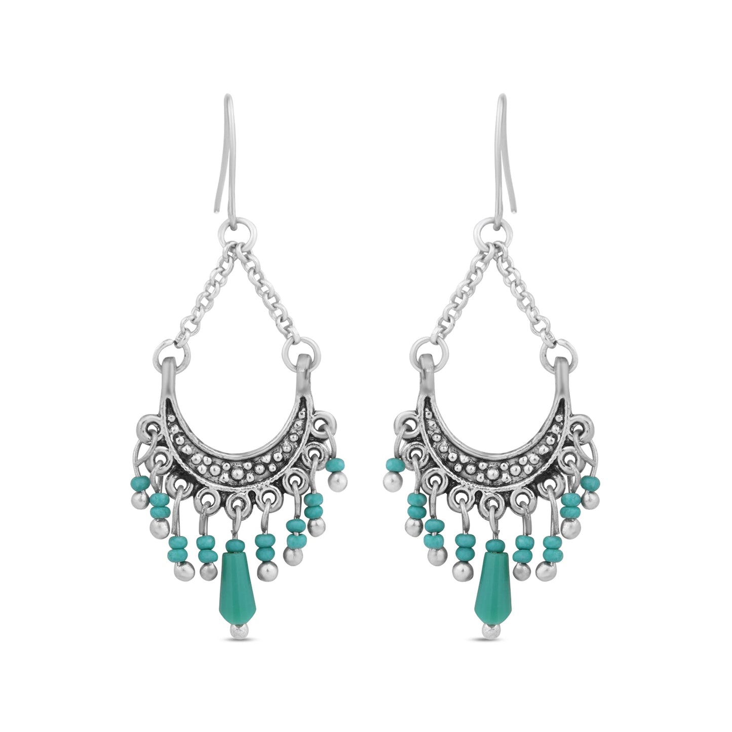 London Women's Turquoise Mini Tassel Fan Earrings