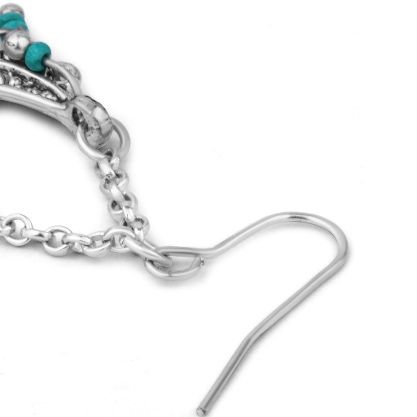 London Women's Turquoise Mini Tassel Fan Earrings