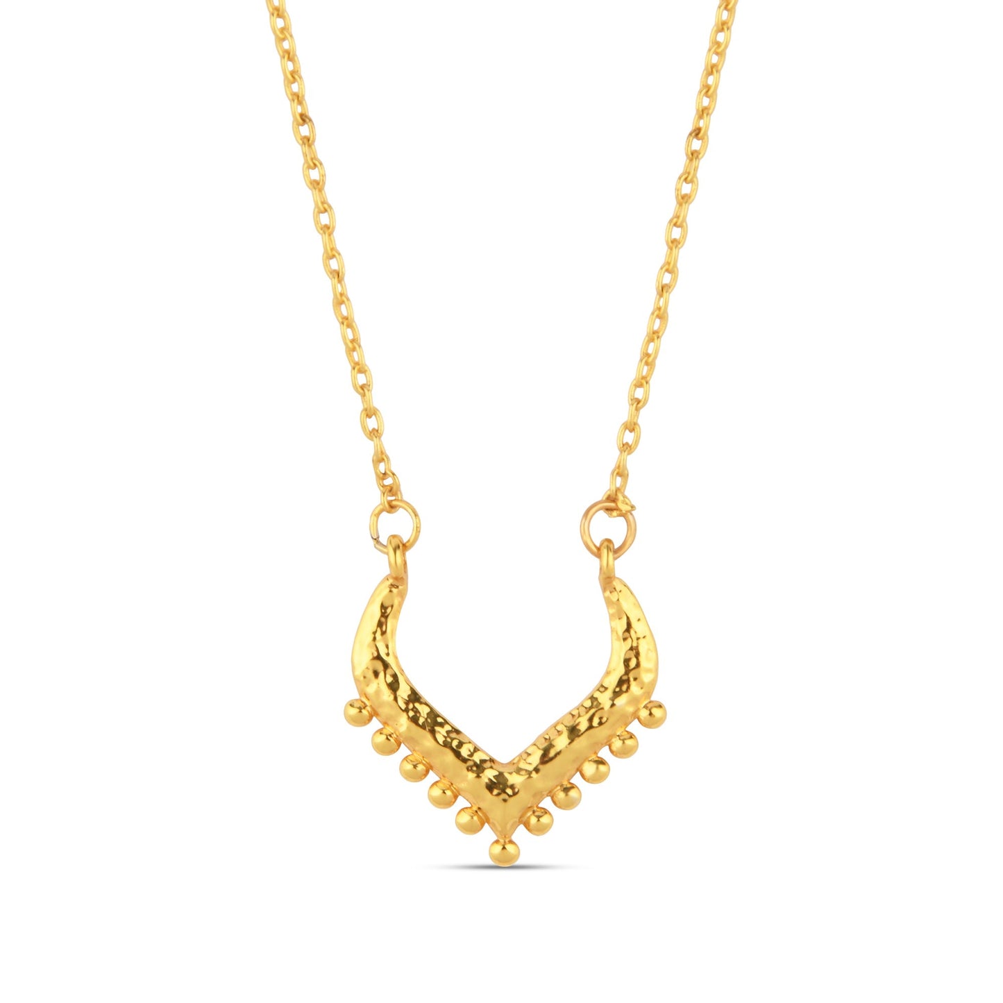London Women's Z Real Gold Plated Sparkle V-pendant Necklace