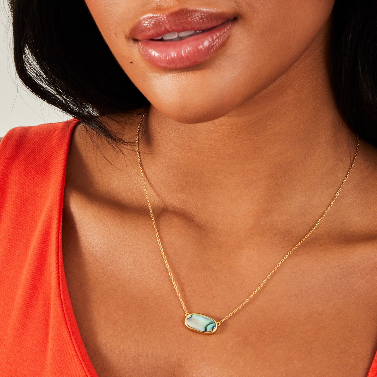 London Women's Z Real Gold Plated Abalone Necklace