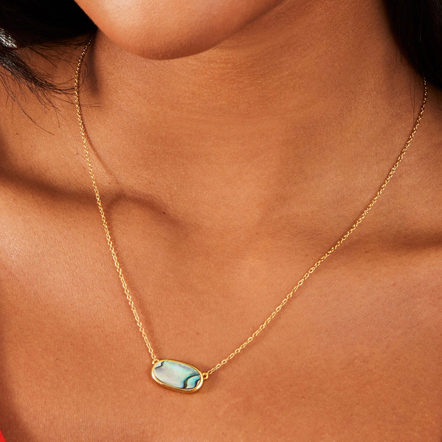 London Women's Z Real Gold Plated Abalone Necklace