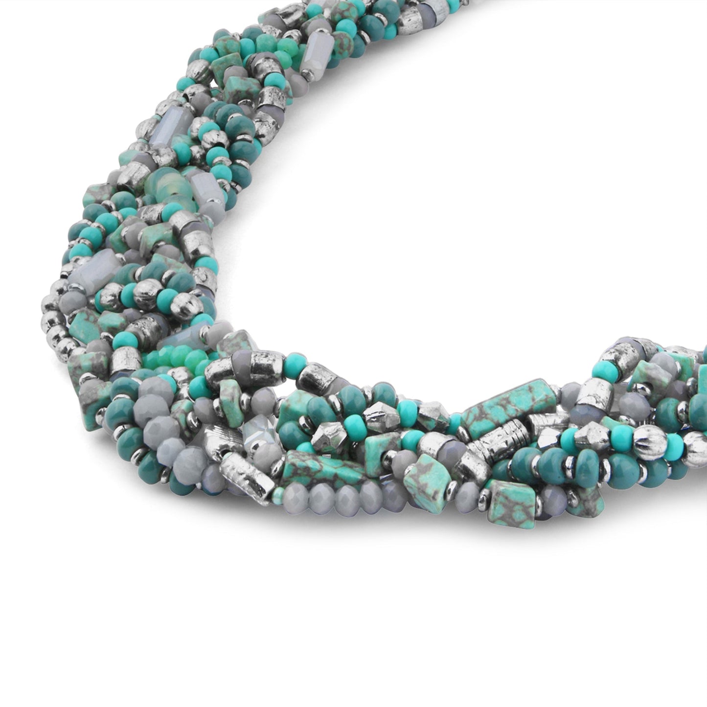 London Women's Turquoise Statement Beaded Plait Necklace