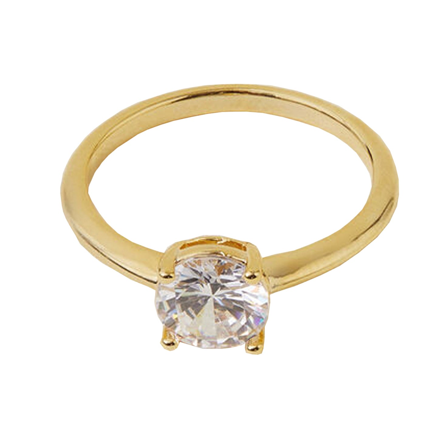 London Women's Z Real Gold-Plated Cubic Zirconia Solitaire Ring-Large