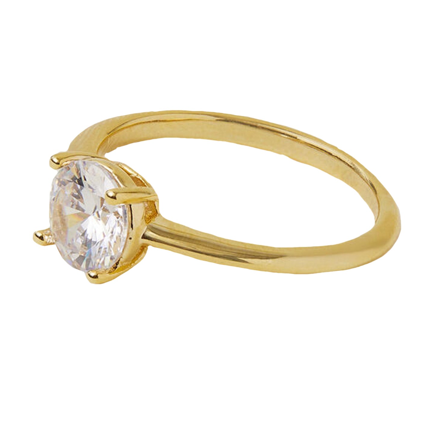 London Women's Z Real Gold-Plated Cubic Zirconia Solitaire Ring-Large
