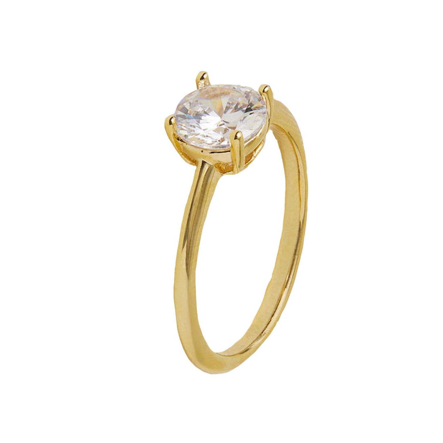London Women's Z Real Gold-Plated Cubic Zirconia Solitaire Ring-Large