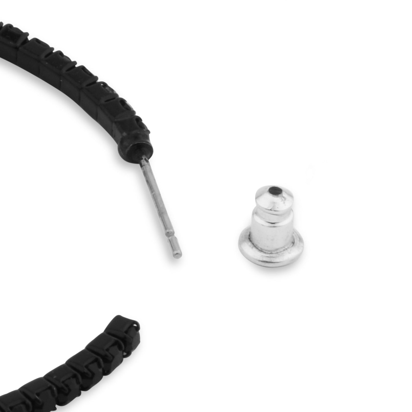 London Women's Black Thin Crystal Hoop