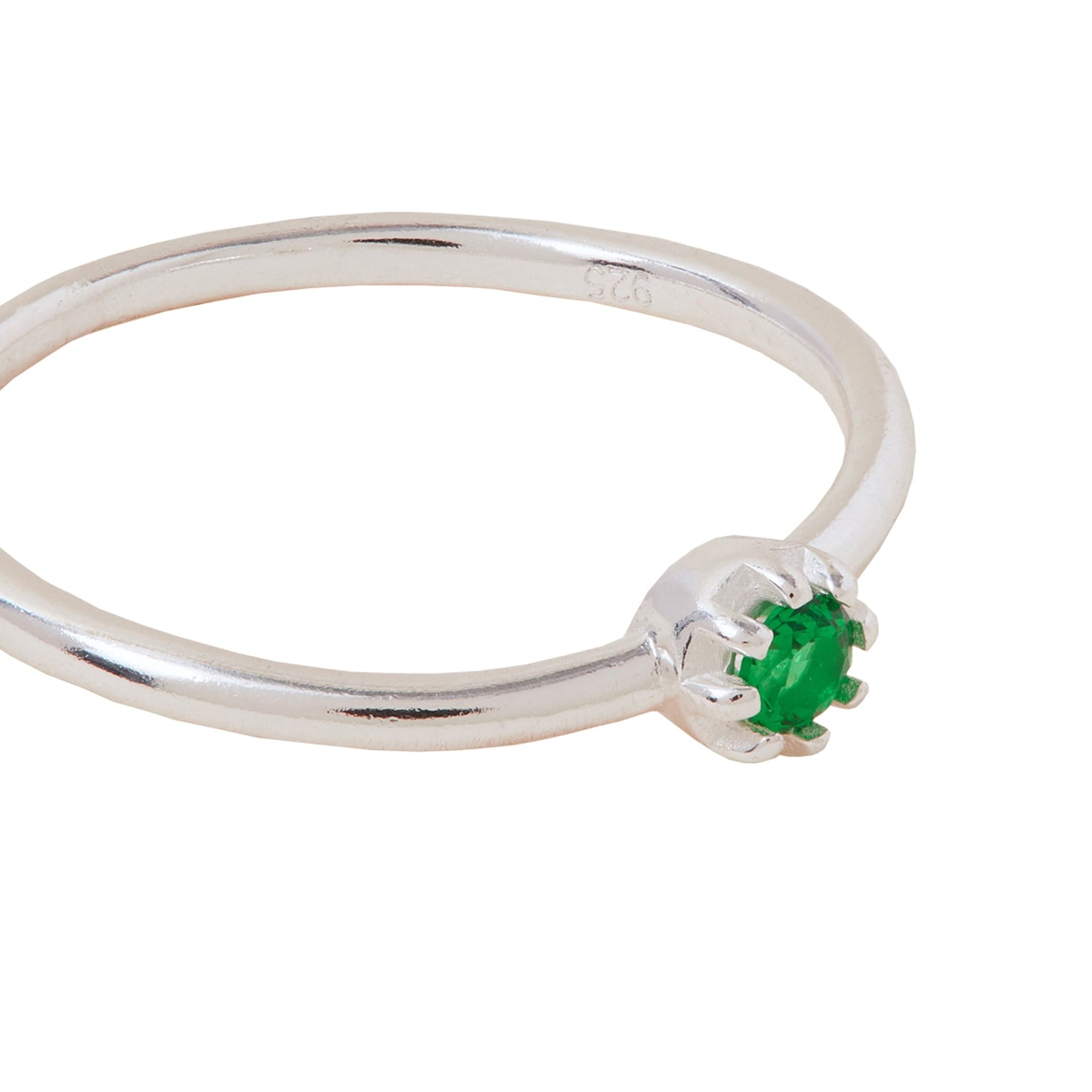 London Women's 925 Sterling Silver Hallmark Green Sparkle Ring - MEDIUM