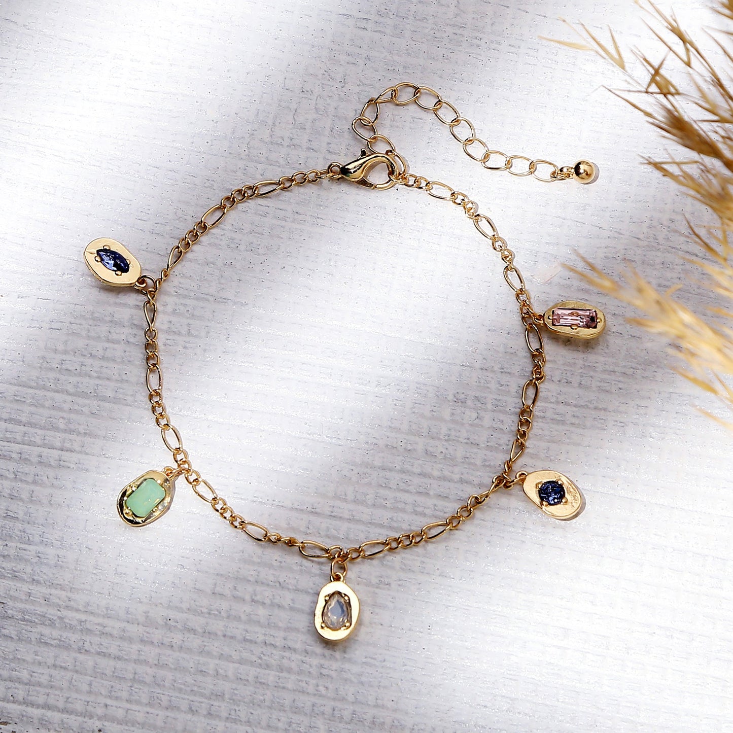 London Women's Molten Encrusted Gem Anklet