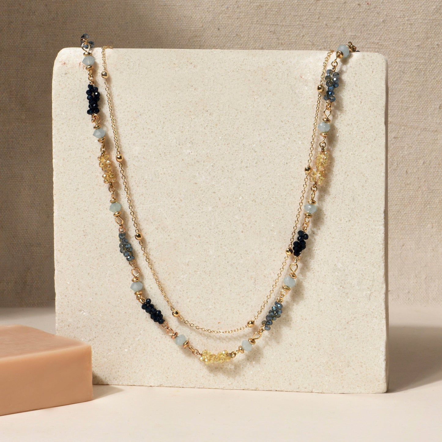 London Women's Multi Layered Facet Bead Necklace