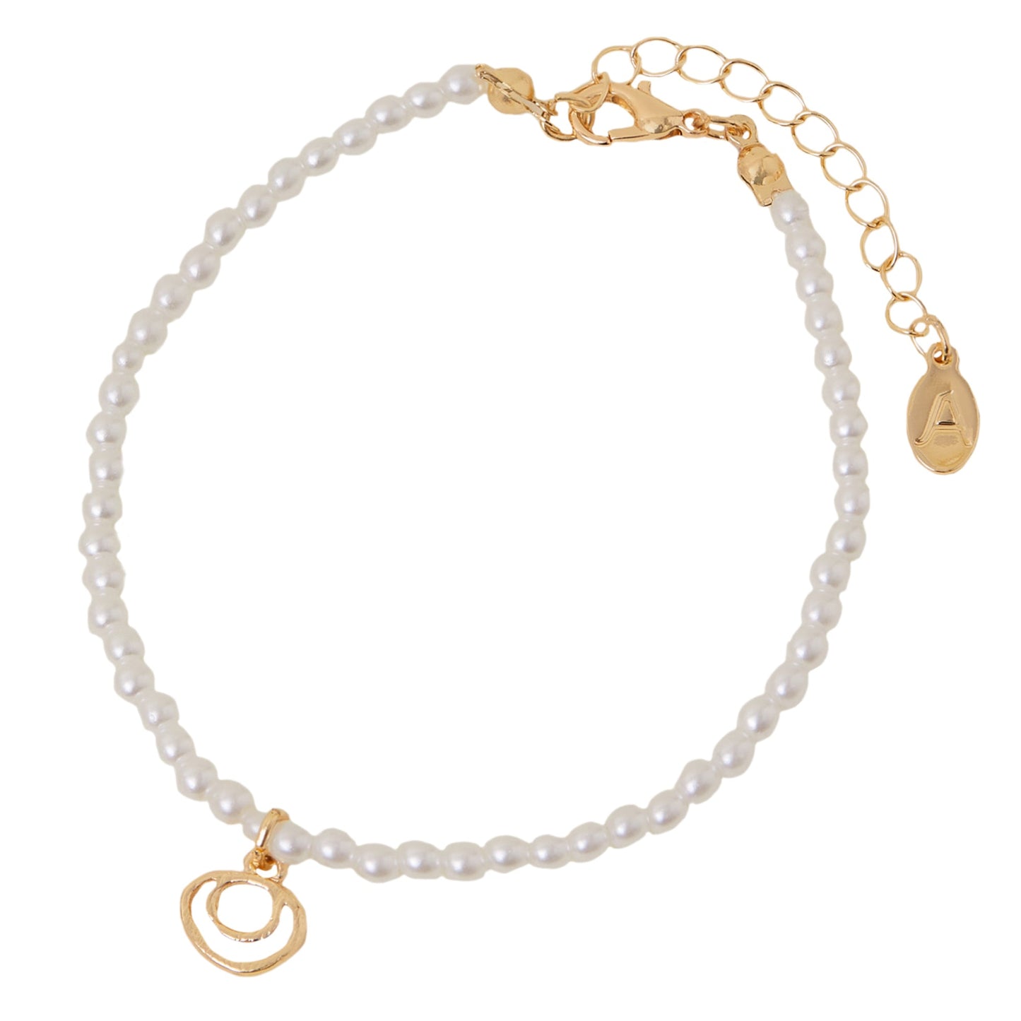 London Women's White Pearly Bead Anklet