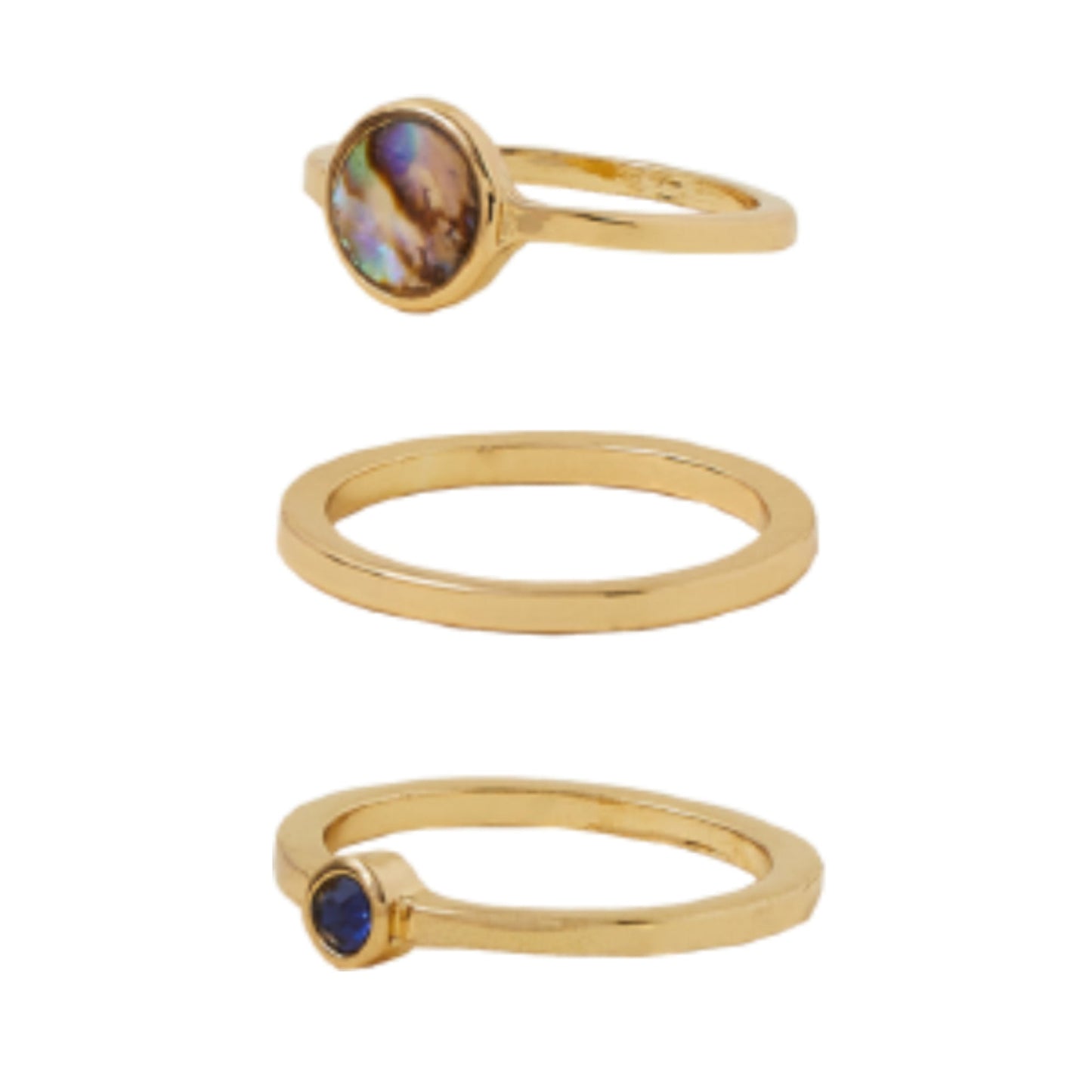 London Women's Gold Fine Gems Stacking Set of 3 - LARGE