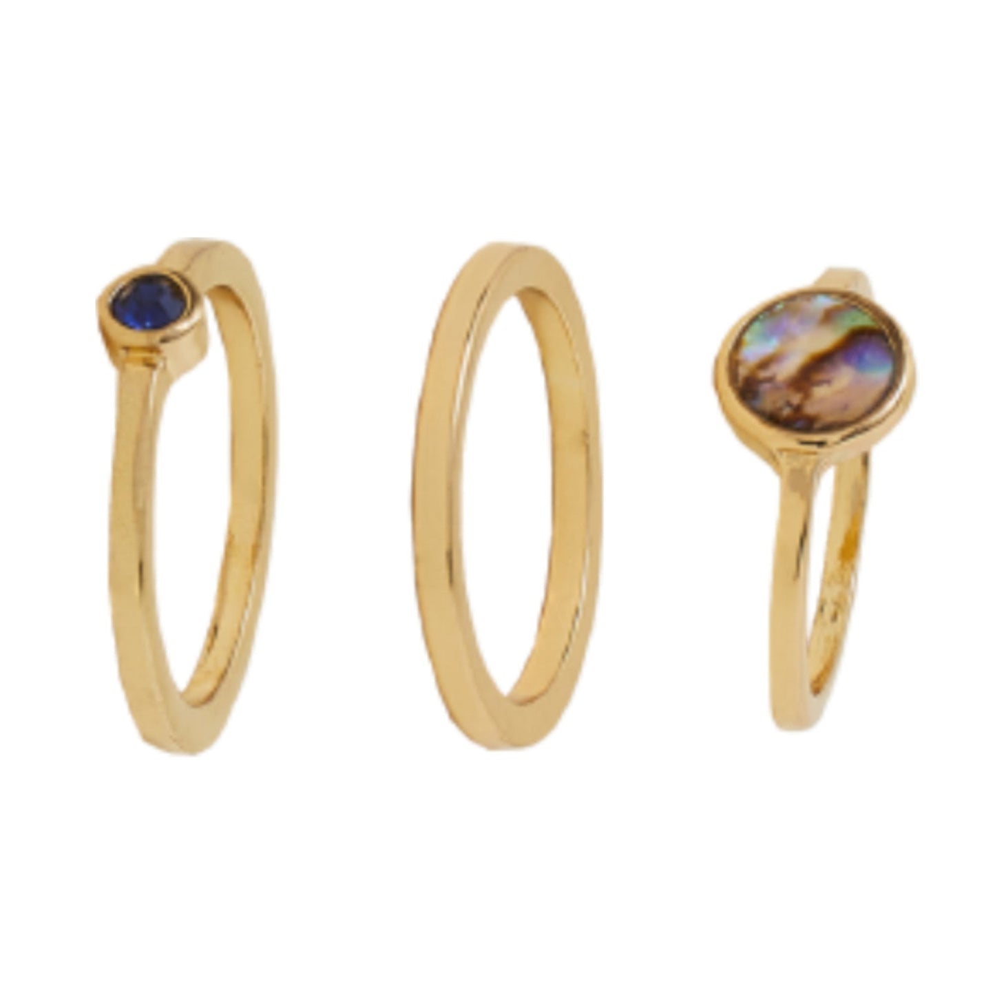 London Women's Gold Fine Gems Stacking Set of 3 - LARGE