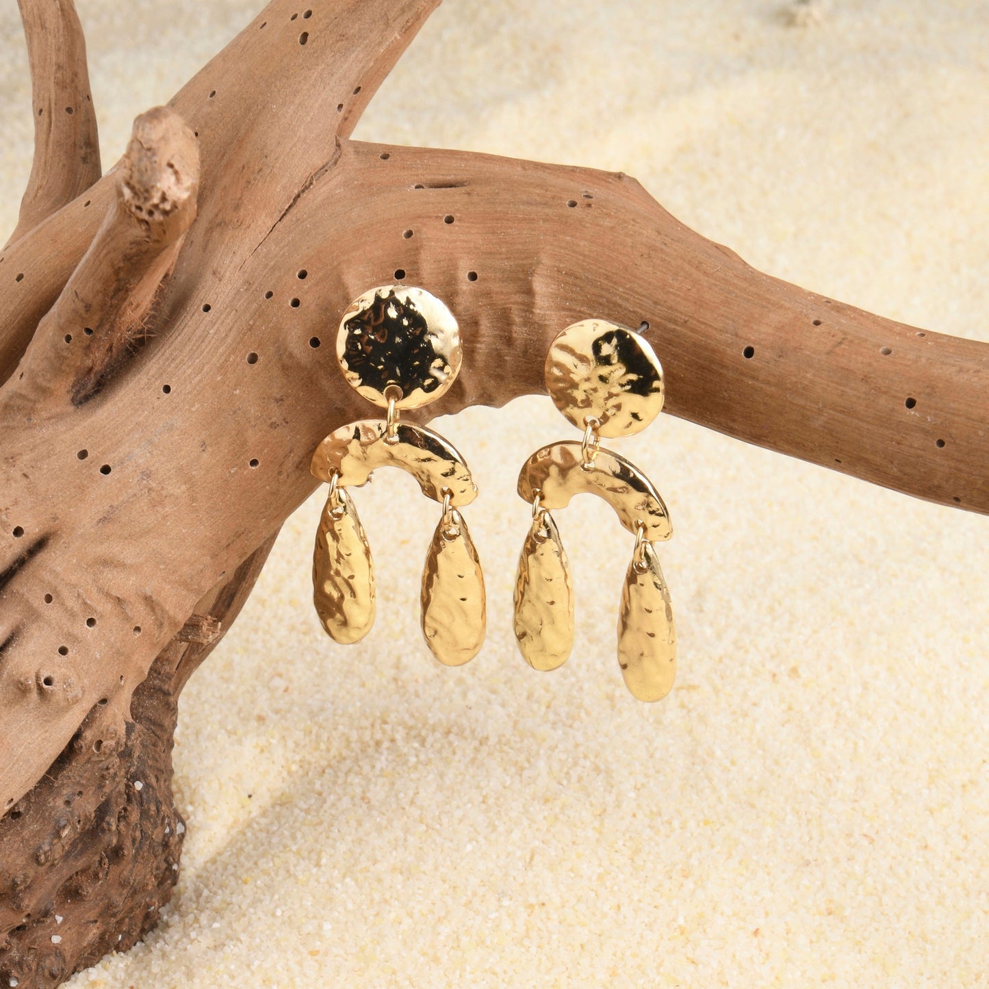 London Women's Gold Textured Drop Earrings