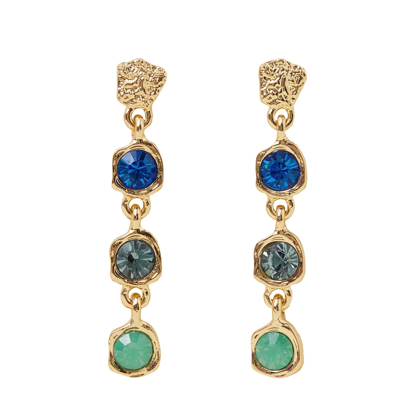 London Women's Multi Organic Molten Gem Long Drop Earrings