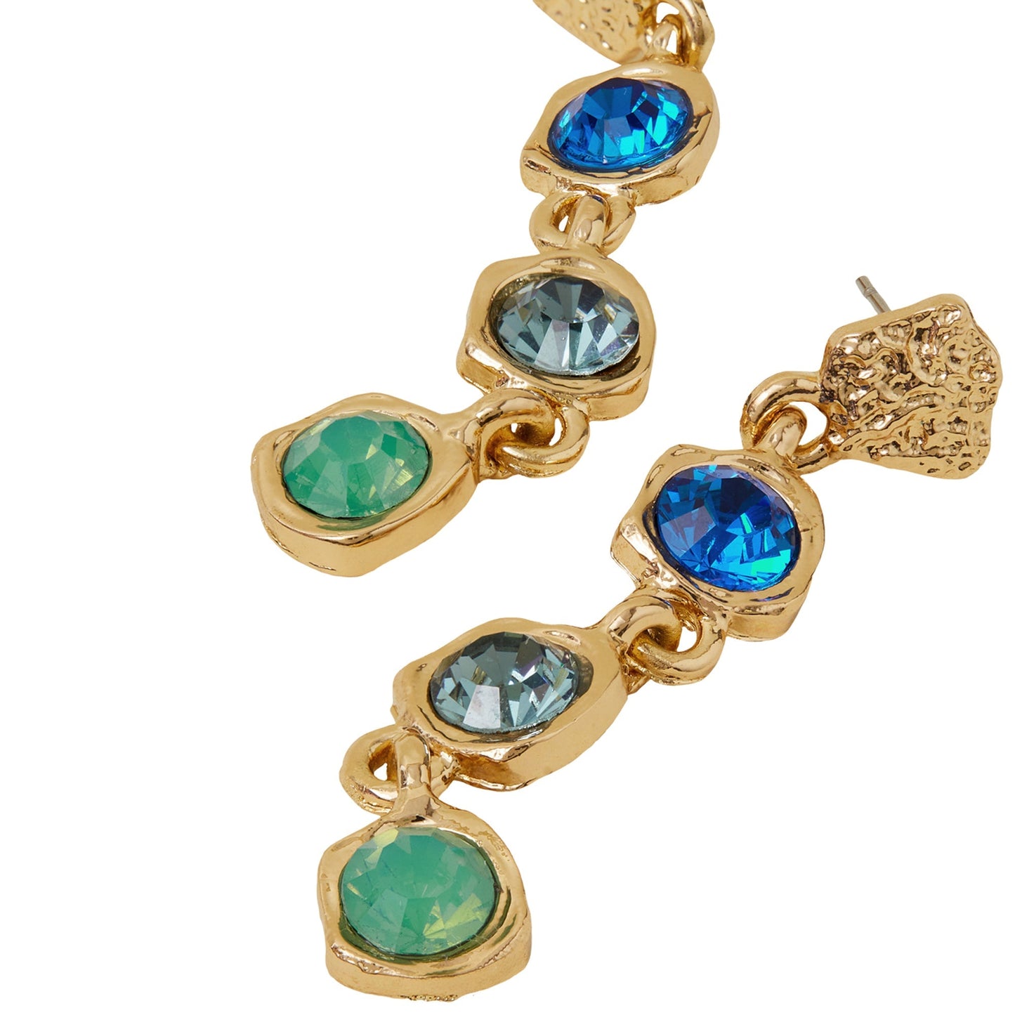 London Women's Multi Organic Molten Gem Long Drop Earrings