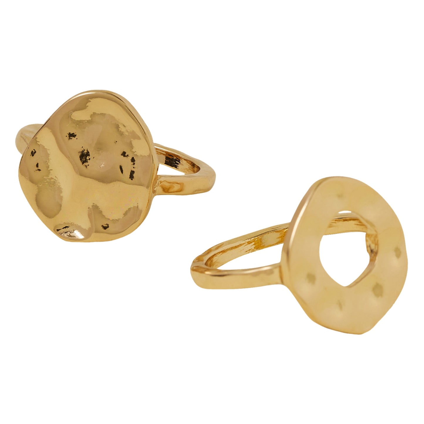 London Women's Gold Organic Molten Rings Pack Of 2-Medium