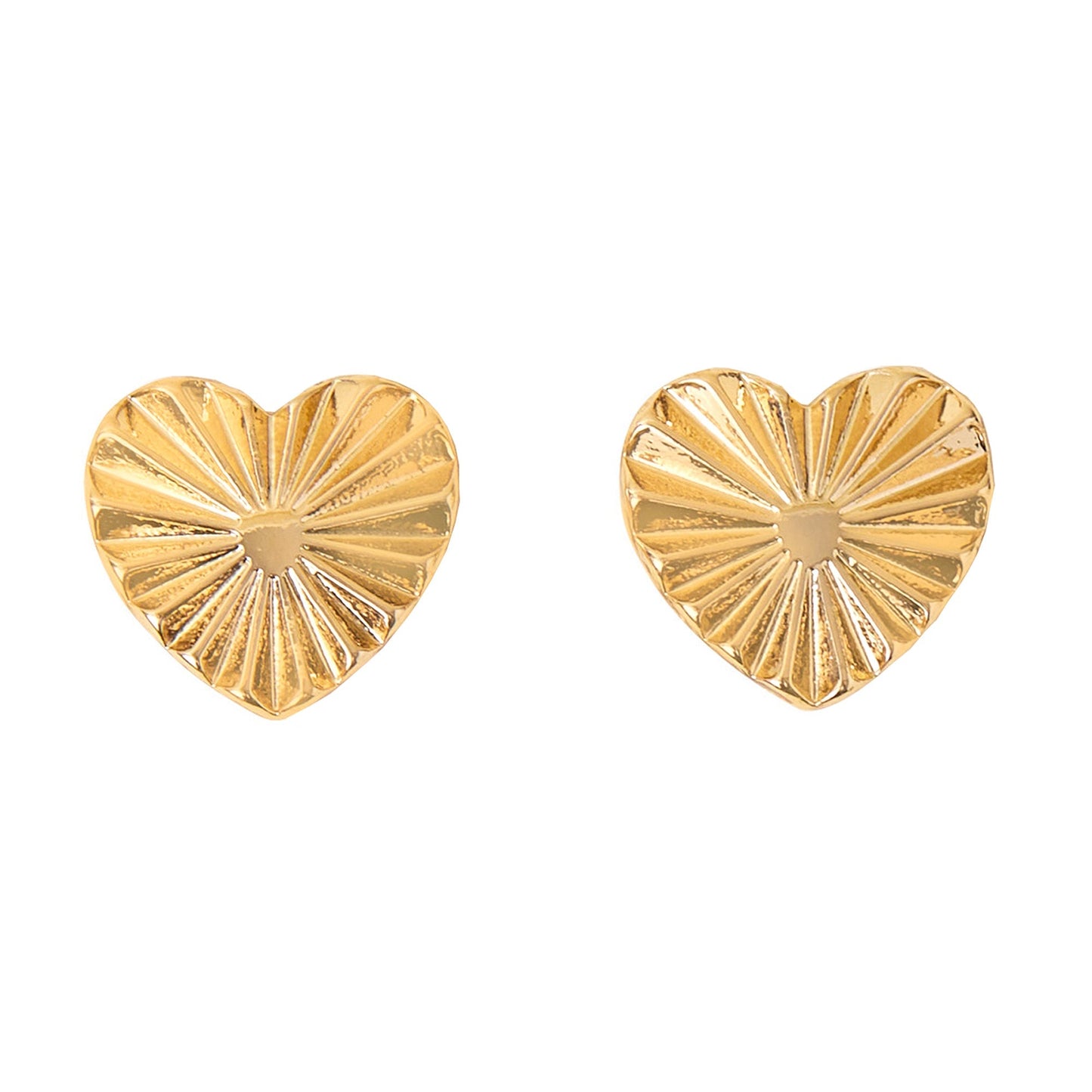 London Women's Gold Textured Heart Stud Earrings