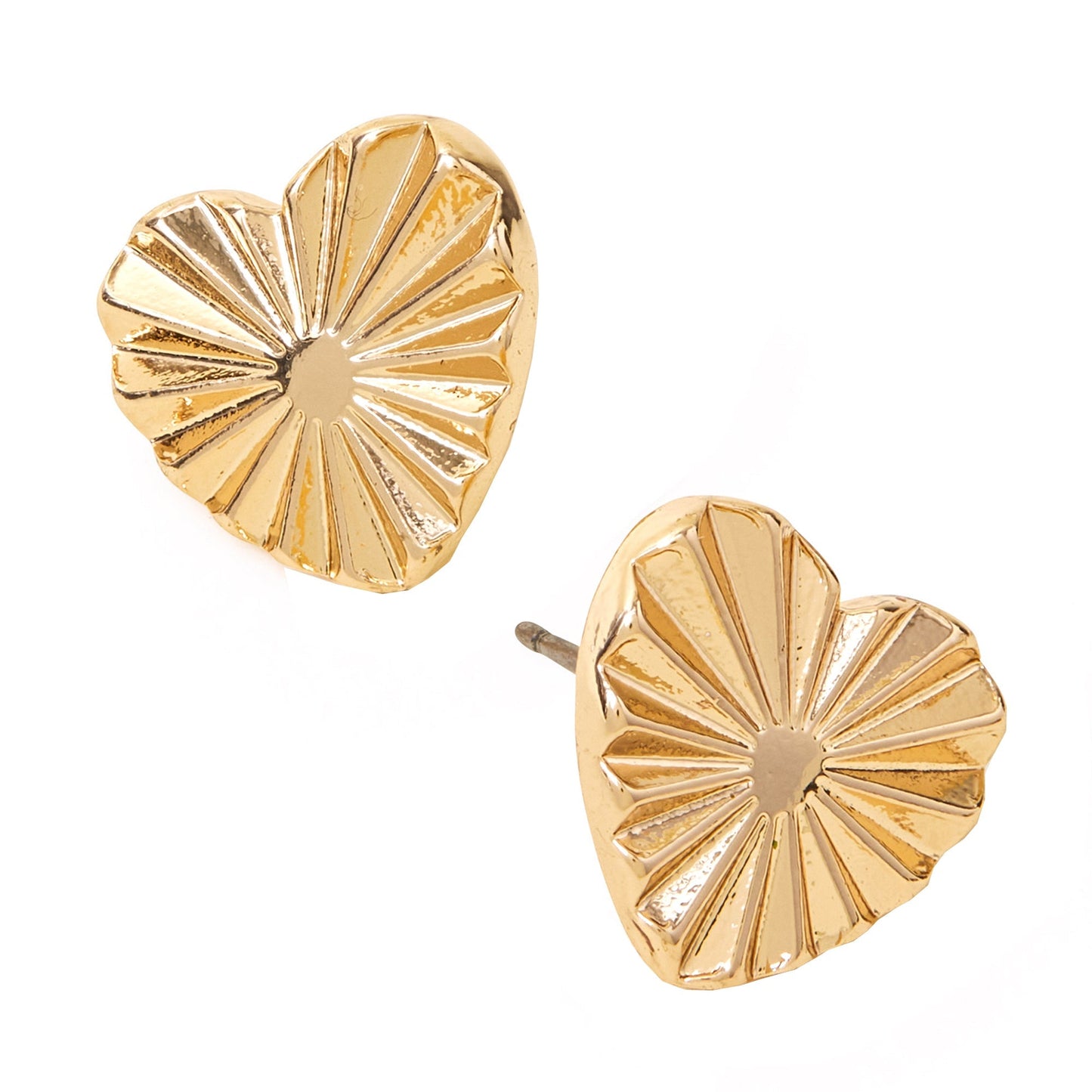 London Women's Gold Textured Heart Stud Earrings