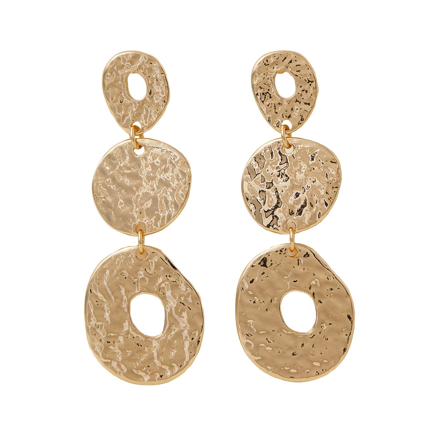 London Women's Gold Triple Circle Hoop Earrings
