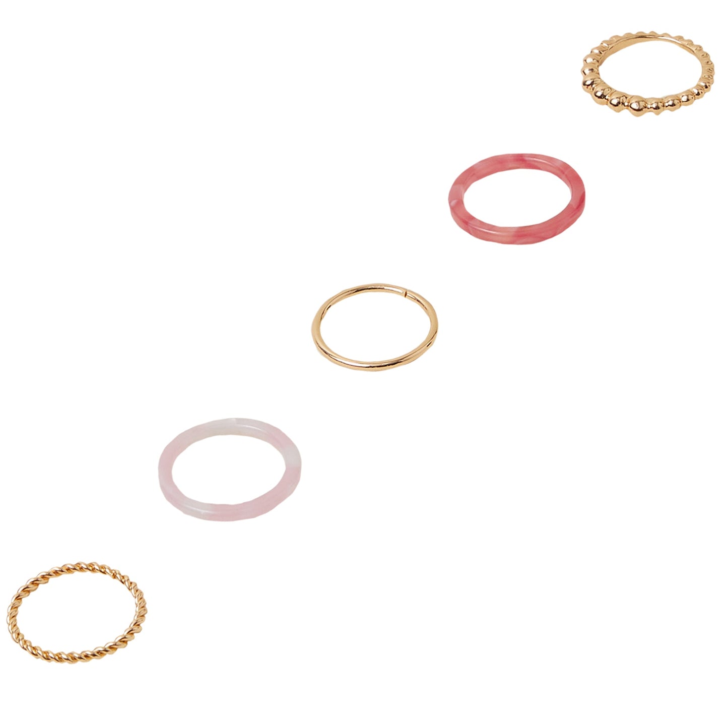 London Women's Pink Resin Rings Set Of 5 - LARGE