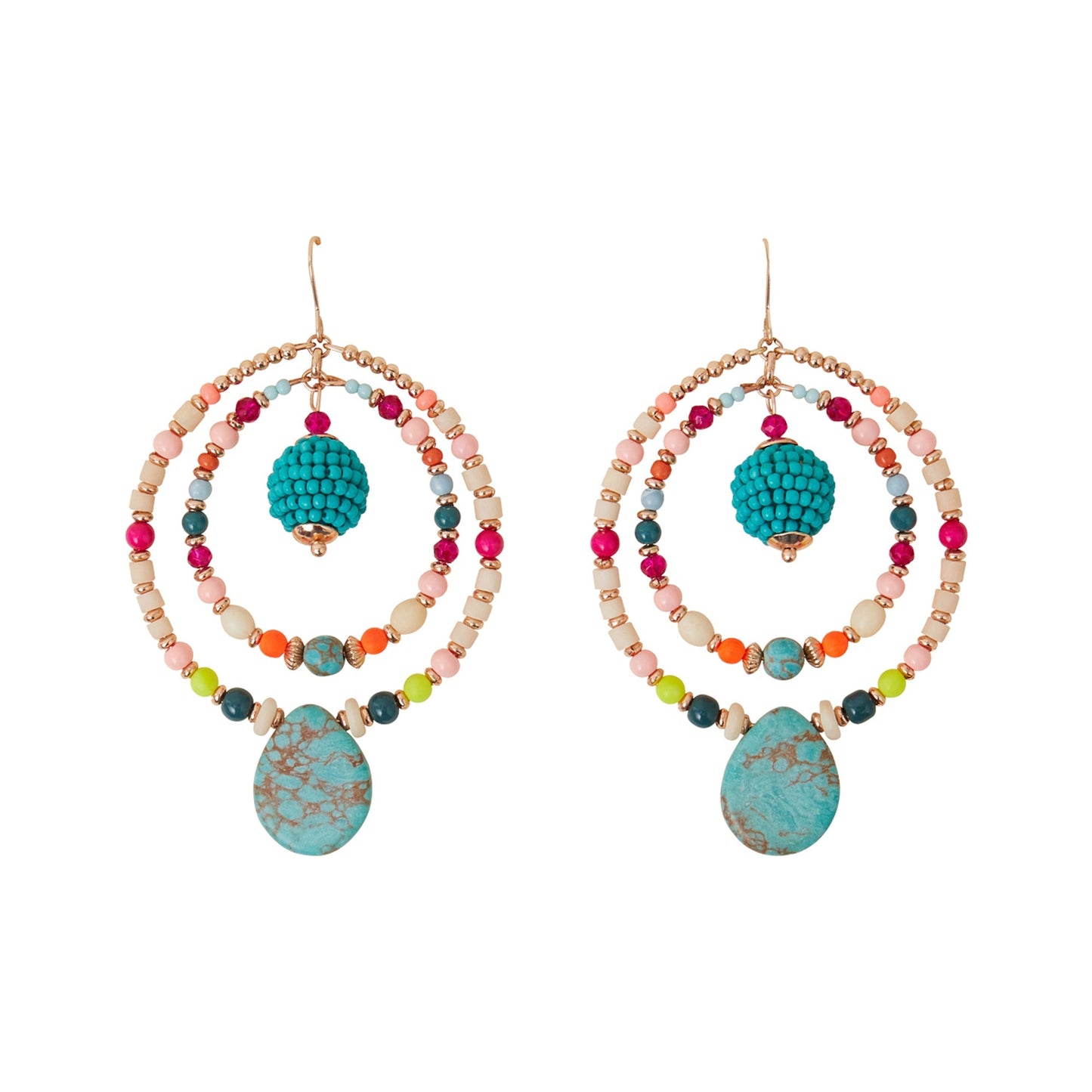 London Women's Multi Double-Beaded Hoop Earrings
