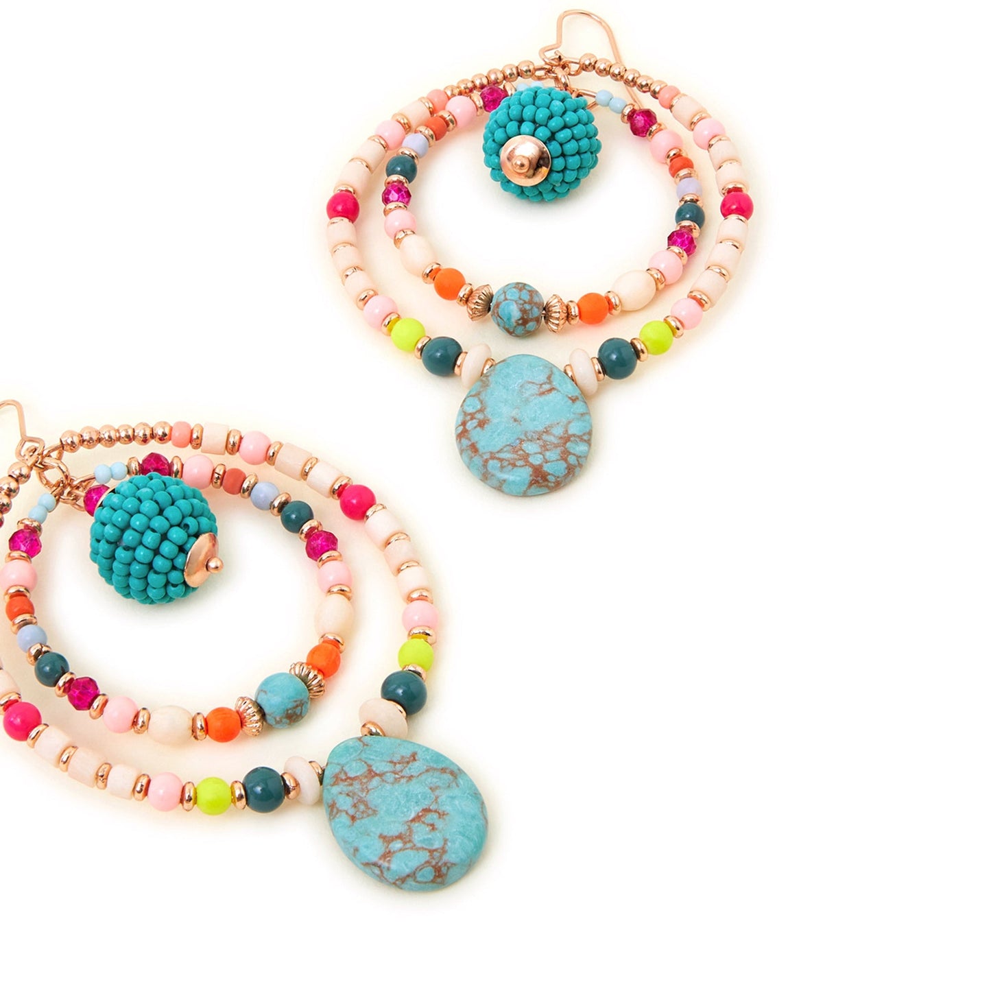 London Women's Multi Double-Beaded Hoop Earrings