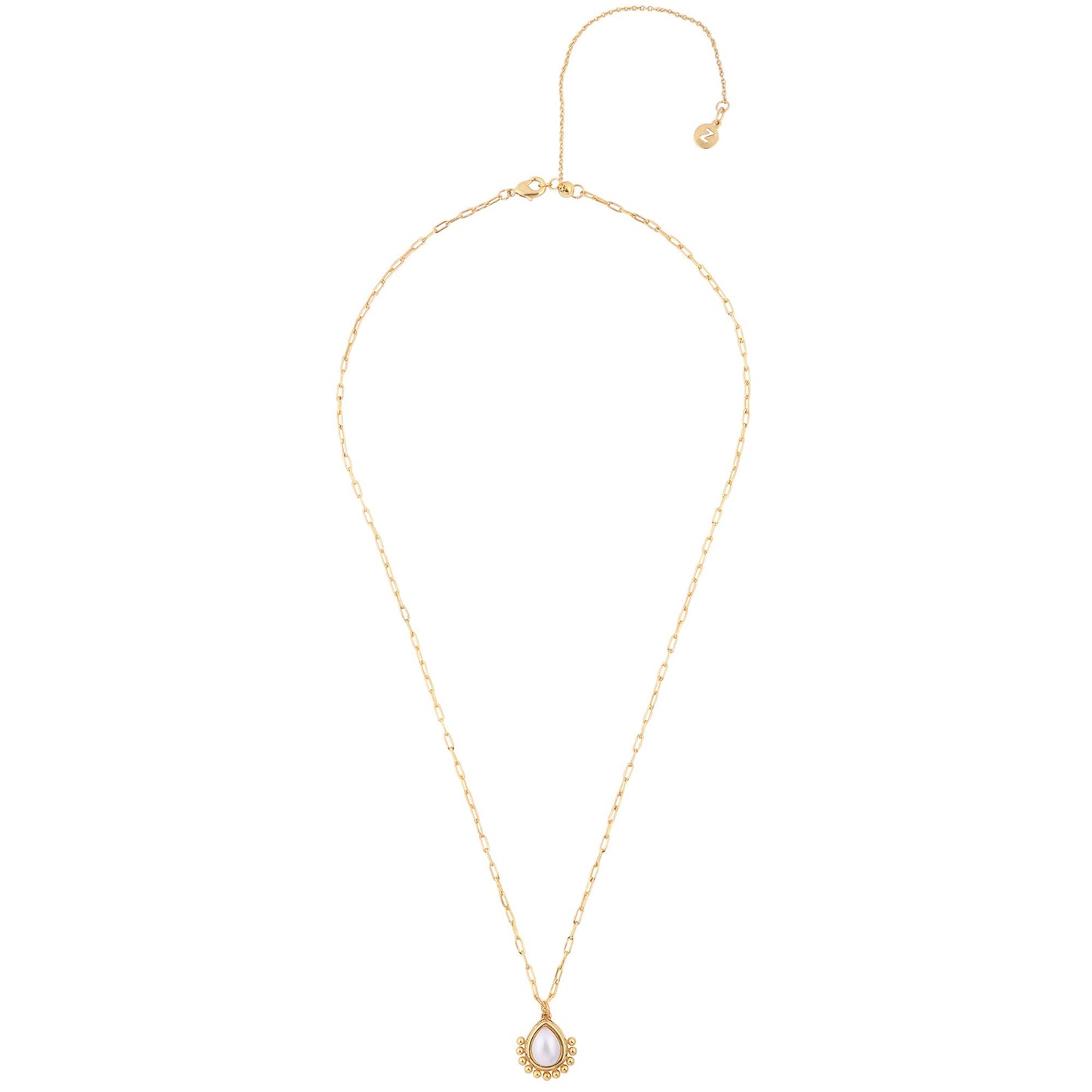 London Women's Z Real Gold Plated Bobble Pear Pearl Pendant Necklace