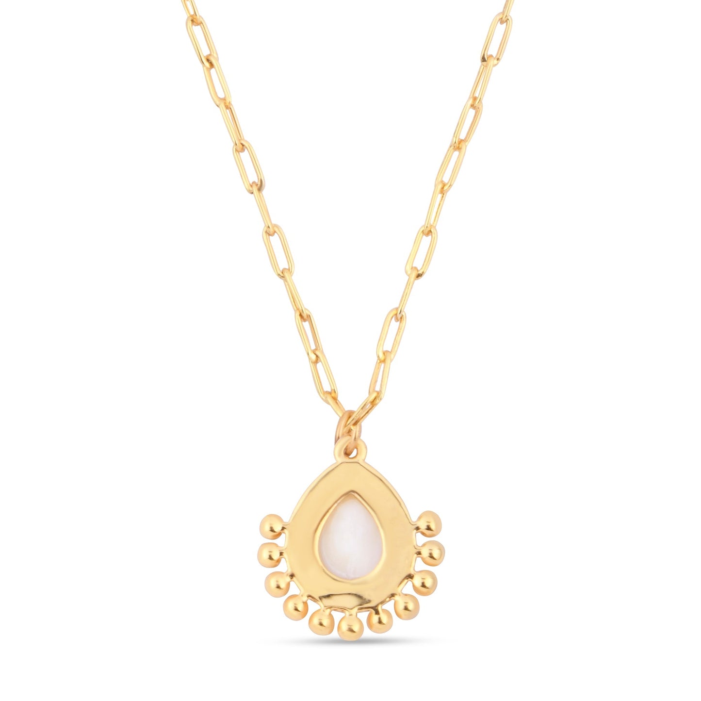 London Women's Z Real Gold Plated Bobble Pear Pearl Pendant Necklace