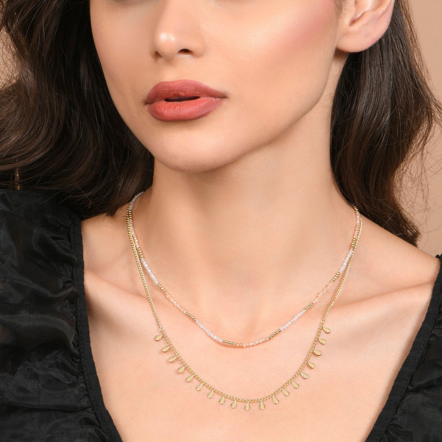 London Women's Gold Facet Bead Layered Necklace
