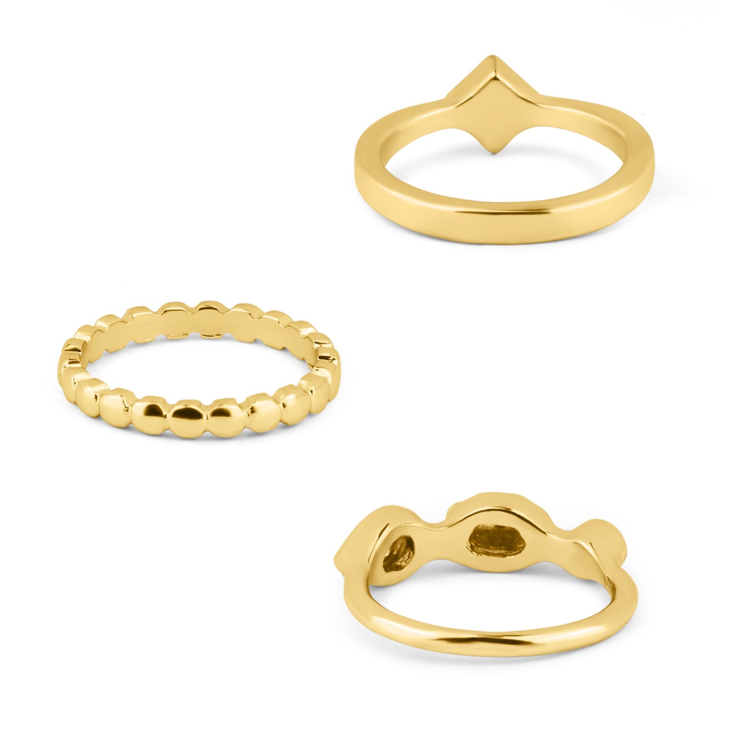 London Women's Gold Gem Rings Set Of 3 - SMALL