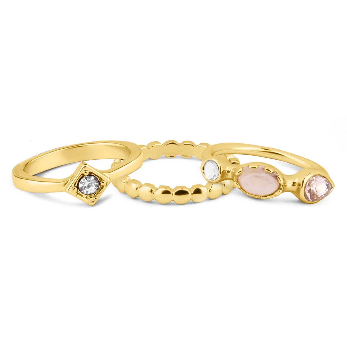 London Women's Gold Gem Rings Set Of 3 - LARGE
