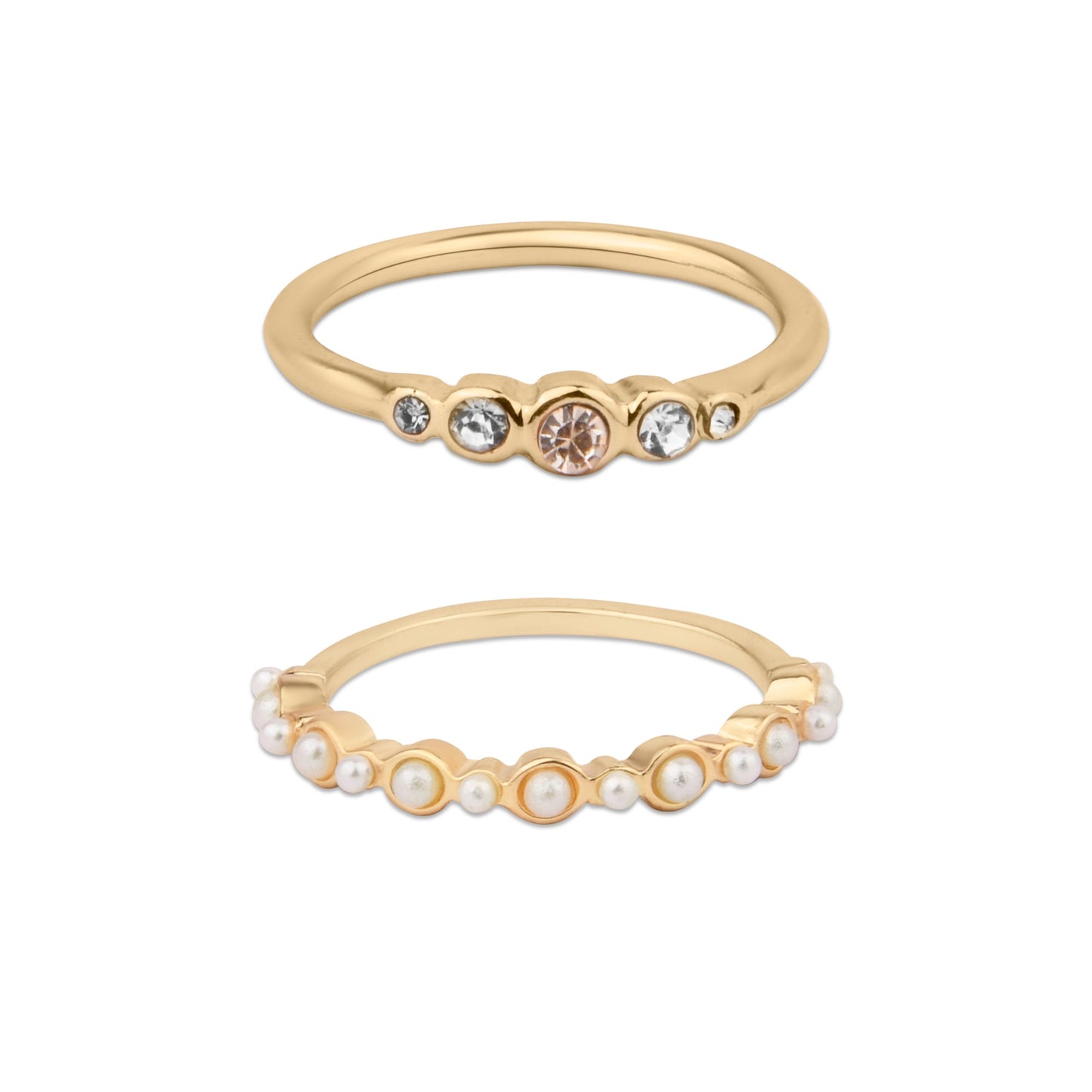 London Women's Gold Embellished Rings Cream Set Of 2 - LARGE