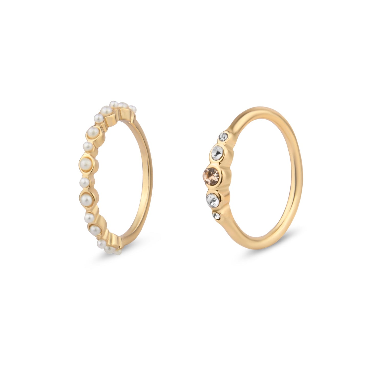 London Women's Gold Embellished Rings Cream Set Of 2 - LARGE