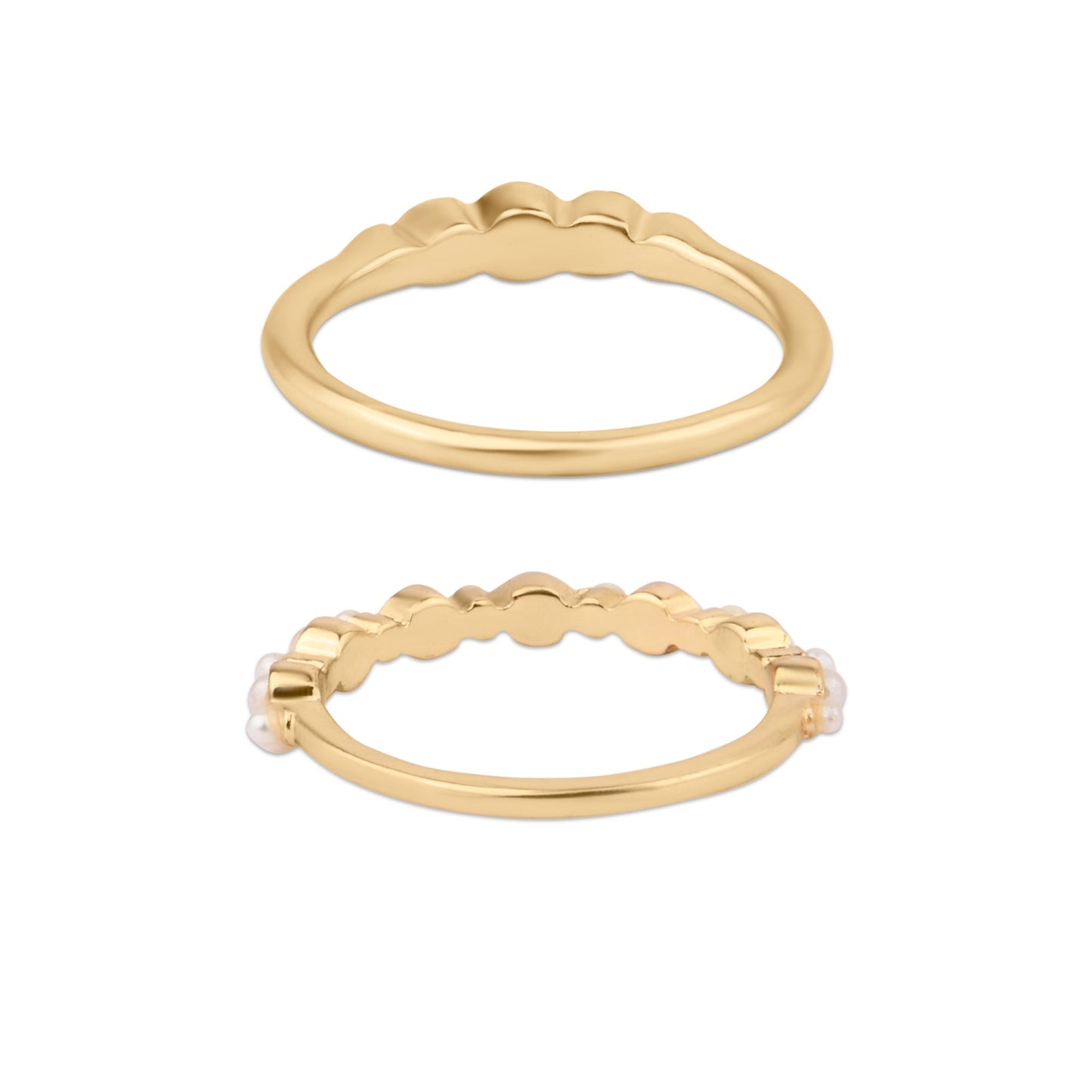 London Women's Gold Embellished Rings Cream Set Of 2 - LARGE