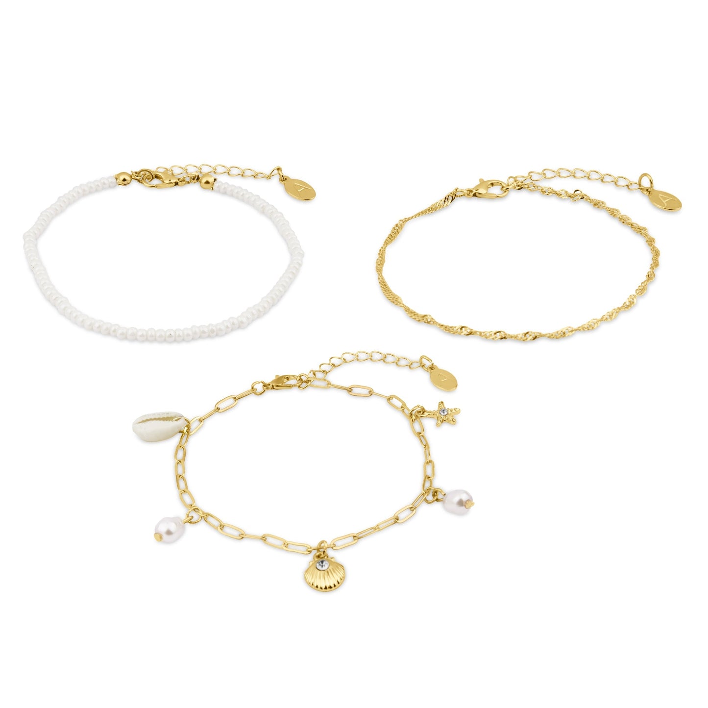 London Women's Beach Charm Anklets Pack Of 3